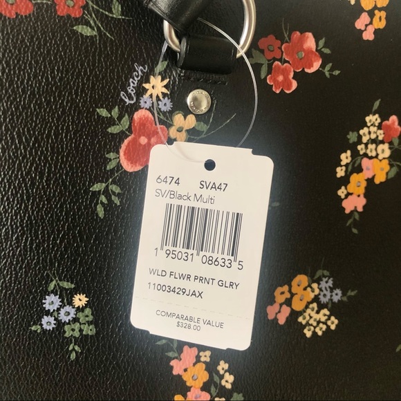 SOLD Coach Gallery Tote Black Floral Purse Wallet Set - Picture 7 of 12